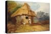 View in Southern India, with a Warrior Outside His Hut, C.1815-George Chinnery-Stretched Canvas