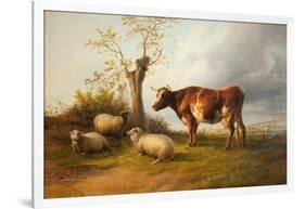 View in Stour Valley with Cow-Thomas Sidney Cooper-Framed Giclee Print