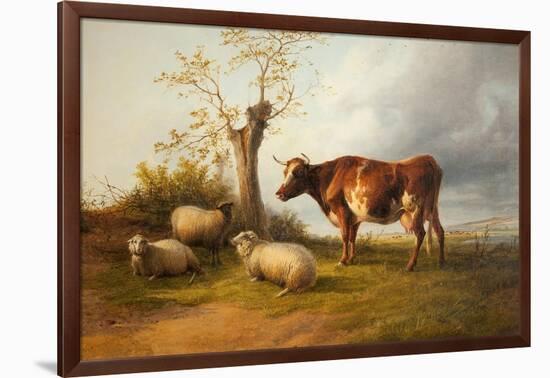 View in Stour Valley with Cow-Thomas Sidney Cooper-Framed Giclee Print