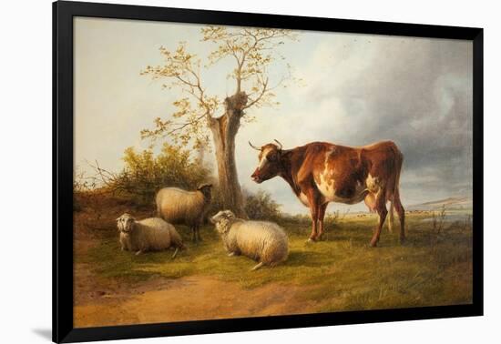 View in Stour Valley with Cow-Thomas Sidney Cooper-Framed Giclee Print