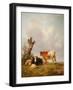 View in Stour Valley with Two Cows-Thomas Sidney Cooper-Framed Giclee Print