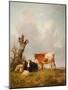 View in Stour Valley with Two Cows-Thomas Sidney Cooper-Mounted Giclee Print