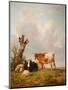 View in Stour Valley with Two Cows-Thomas Sidney Cooper-Mounted Giclee Print