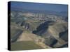 View in Winter with Typical Hills in Foreground and Alon Settlement Beyond, Judean Desert, Israel-Eitan Simanor-Stretched Canvas