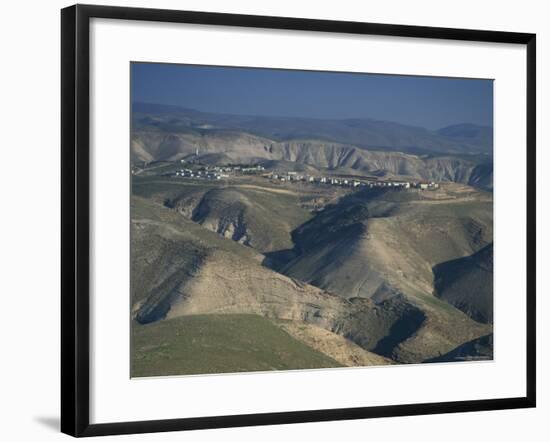 View in Winter with Typical Hills in Foreground and Alon Settlement Beyond, Judean Desert, Israel-Eitan Simanor-Framed Photographic Print