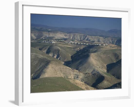 View in Winter with Typical Hills in Foreground and Alon Settlement Beyond, Judean Desert, Israel-Eitan Simanor-Framed Photographic Print