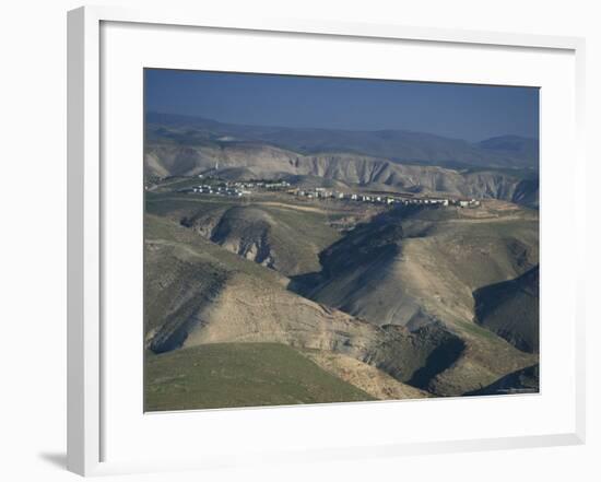 View in Winter with Typical Hills in Foreground and Alon Settlement Beyond, Judean Desert, Israel-Eitan Simanor-Framed Photographic Print