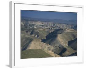 View in Winter with Typical Hills in Foreground and Alon Settlement Beyond, Judean Desert, Israel-Eitan Simanor-Framed Photographic Print