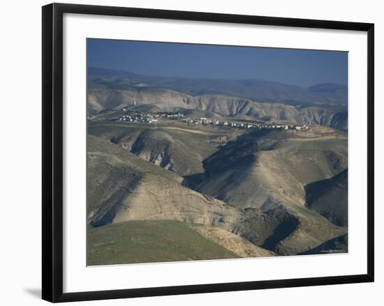 View in Winter with Typical Hills in Foreground and Alon Settlement Beyond, Judean Desert, Israel-Eitan Simanor-Framed Photographic Print