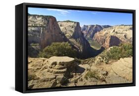 View into Zion Canyon from Trail to Observation Point-Eleanor Scriven-Framed Stretched Canvas