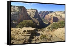 View into Zion Canyon from Trail to Observation Point-Eleanor Scriven-Framed Stretched Canvas