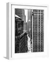 View Looking Down Past the Top of the Federal Reserve Building at Pedestrians on Nassau Street-Andreas Feininger-Framed Photographic Print