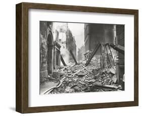 View Looking South Down Walbrook after an Air Raid, City of London, World War II, 1941-null-Framed Photographic Print