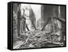 View Looking South Down Walbrook after an Air Raid, City of London, World War II, 1941-null-Framed Stretched Canvas