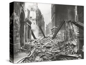 View Looking South Down Walbrook after an Air Raid, City of London, World War II, 1941-null-Stretched Canvas