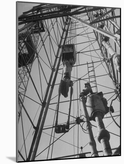 View Looking Up Derrick During Oil Drilling Operations Off Louisiana Coast-Margaret Bourke-White-Mounted Photographic Print