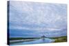 View near Fortified Town during Low Tide, Mont Saint Michel, Lower Normandy, France-Massimo Borchi-Stretched Canvas