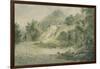 View Near Halifax. a Pathway with Cottage on a Slope-James Bourne-Framed Giclee Print