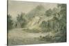 View Near Halifax. a Pathway with Cottage on a Slope-James Bourne-Stretched Canvas