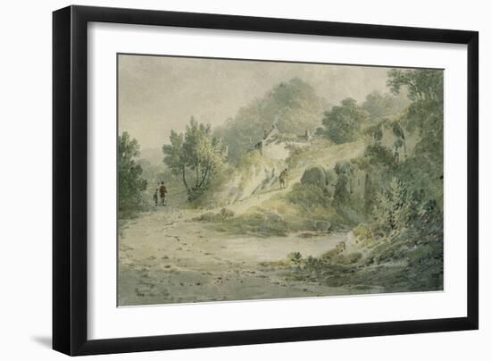 View Near Halifax. a Pathway with Cottage on a Slope-James Bourne-Framed Giclee Print
