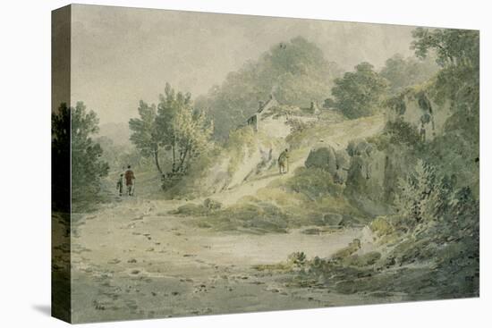 View Near Halifax. a Pathway with Cottage on a Slope-James Bourne-Stretched Canvas