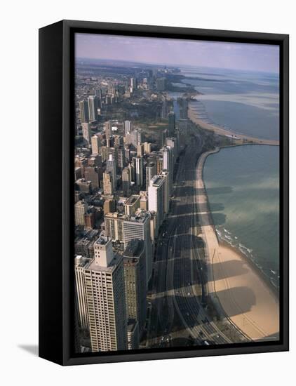 View North Along Shore of Lake Michigan from John Hancock Center, Chicago, Illinois, USA-Jenny Pate-Framed Stretched Canvas