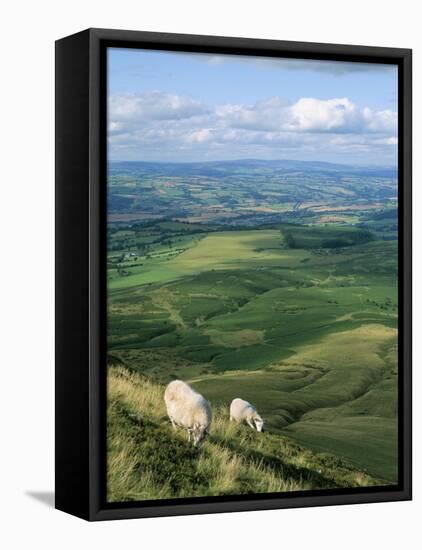 View North from Hay Bluff, with Distant Hay on Wye in Valley, Powys, Wales, United Kingdom-Richard Ashworth-Framed Stretched Canvas