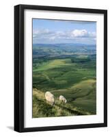 View North from Hay Bluff, with Distant Hay on Wye in Valley, Powys, Wales, United Kingdom-Richard Ashworth-Framed Photographic Print