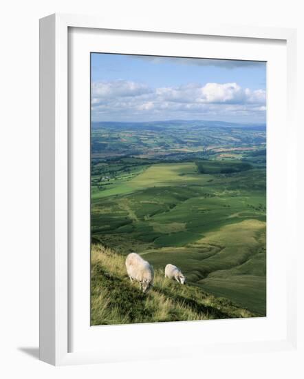 View North from Hay Bluff, with Distant Hay on Wye in Valley, Powys, Wales, United Kingdom-Richard Ashworth-Framed Photographic Print