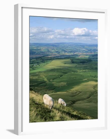 View North from Hay Bluff, with Distant Hay on Wye in Valley, Powys, Wales, United Kingdom-Richard Ashworth-Framed Photographic Print