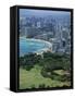 View North West from the Crater Rim of Diamond Head Towards Kapiolani Park and Waikiki-Robert Francis-Framed Stretched Canvas