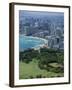 View North West from the Crater Rim of Diamond Head Towards Kapiolani Park and Waikiki-Robert Francis-Framed Photographic Print