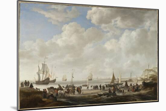 View of a Beach, 1646-Simon Jacobsz. Vlieger-Mounted Premium Giclee Print