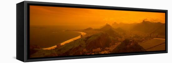 View of a Beach at Dusk, Copacabana Beach, Rio De Janeiro, Brazil-null-Framed Stretched Canvas