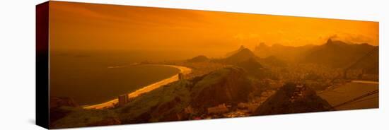 View of a Beach at Dusk, Copacabana Beach, Rio De Janeiro, Brazil-null-Stretched Canvas