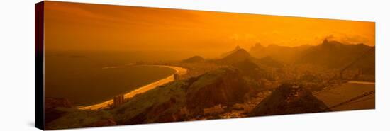 View of a Beach at Dusk, Copacabana Beach, Rio De Janeiro, Brazil-null-Stretched Canvas