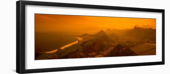 View of a Beach at Dusk, Copacabana Beach, Rio De Janeiro, Brazil-null-Framed Photographic Print