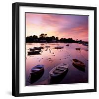 View of a Beautiful Sunset across Cockwood Harbour, Devon, UK with Boats in the Foreground-Ed Pavelin-Framed Photographic Print