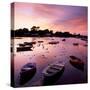 View of a Beautiful Sunset across Cockwood Harbour, Devon, UK with Boats in the Foreground-Ed Pavelin-Stretched Canvas