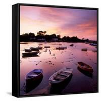 View of a Beautiful Sunset across Cockwood Harbour, Devon, UK with Boats in the Foreground-Ed Pavelin-Framed Stretched Canvas