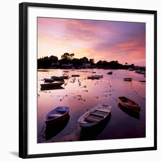 View of a Beautiful Sunset across Cockwood Harbour, Devon, UK with Boats in the Foreground-Ed Pavelin-Framed Photographic Print