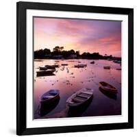 View of a Beautiful Sunset across Cockwood Harbour, Devon, UK with Boats in the Foreground-Ed Pavelin-Framed Photographic Print