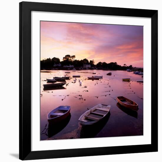 View of a Beautiful Sunset across Cockwood Harbour, Devon, UK with Boats in the Foreground-Ed Pavelin-Framed Photographic Print