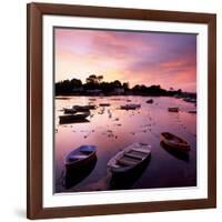 View of a Beautiful Sunset across Cockwood Harbour, Devon, UK with Boats in the Foreground-Ed Pavelin-Framed Photographic Print