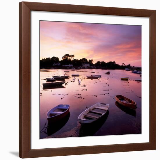 View of a Beautiful Sunset across Cockwood Harbour, Devon, UK with Boats in the Foreground-Ed Pavelin-Framed Photographic Print