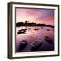 View of a Beautiful Sunset across Cockwood Harbour, Devon, UK with Boats in the Foreground-Ed Pavelin-Framed Premium Photographic Print