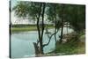 View of a Boat Landing on the Russian River - Healdsburg, CA-Lantern Press-Stretched Canvas