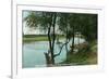 View of a Boat Landing on the Russian River - Healdsburg, CA-Lantern Press-Framed Art Print