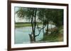 View of a Boat Landing on the Russian River - Healdsburg, CA-Lantern Press-Framed Art Print