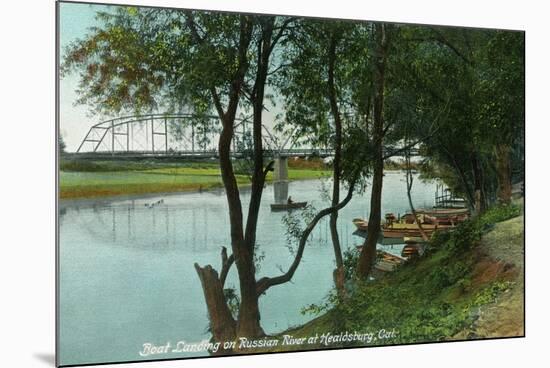 View of a Boat Landing on the Russian River - Healdsburg, CA-Lantern Press-Mounted Art Print